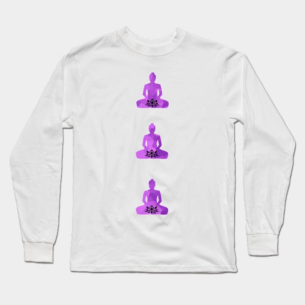 LOTUS Yoga Pose Purple Long Sleeve T-Shirt by SartorisArt1